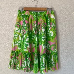 Size Large multi print Lilly Pulitzer tiered skirt with lining